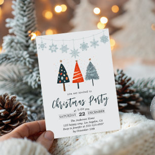 Invitación moderna minimalista de Navidad con árbo