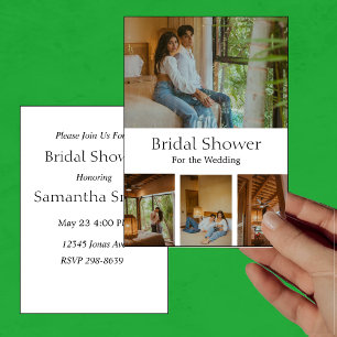 Invitación Moderna Minimalista Elegante 4 Fotogafas Ducha Bri