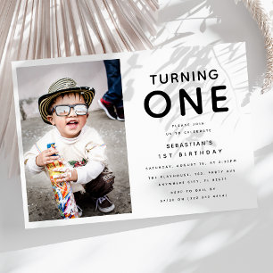 Invitación Moderna Minimalista Fiesta de Cumpleaños 1er Cumpl