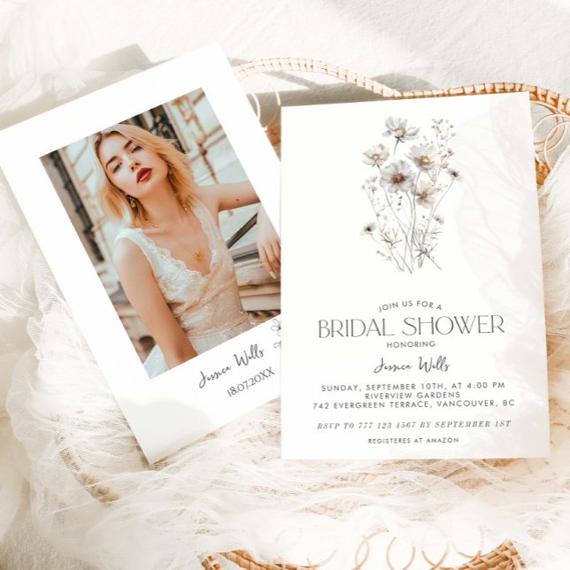 Invitación Moderna Minimalista flor silvestre Bouquet Bridal  (Subido por el creador)