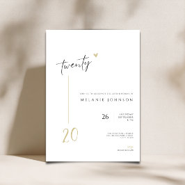 Invitación moderna minimalista para cumpleaños 20