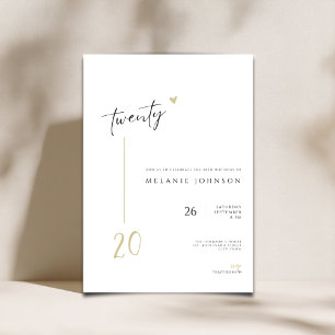 Invitación moderna minimalista para cumpleaños 20