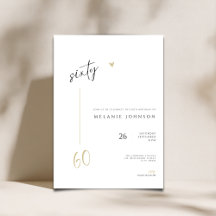 Invitación moderna minimalista para cumpleaños 60