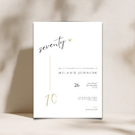 Invitación moderna minimalista para cumpleaños 70
