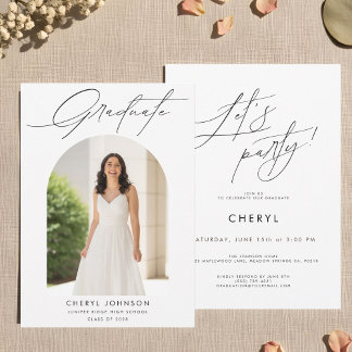 Invitación moderna minimalista para fiesta de grad