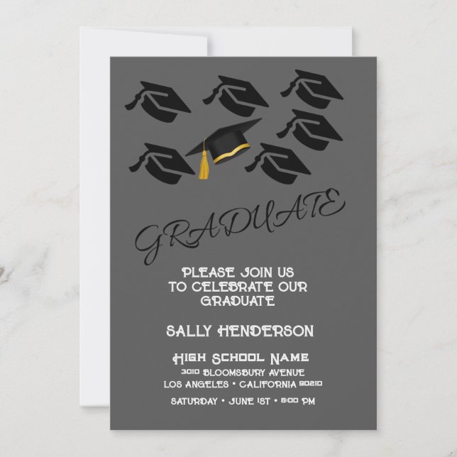 Invitación moderna minimalista para fiesta de grad (Anverso)