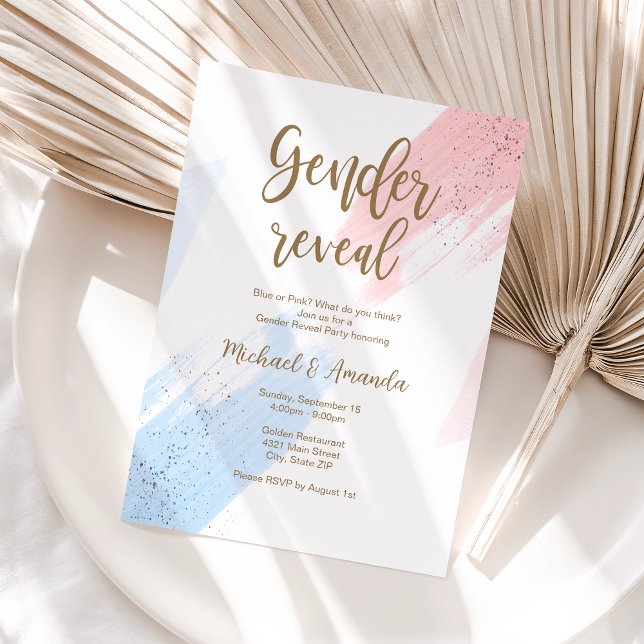 Invitación moderna minimalista para fiesta de reve (Gender Reveal Party Invitation)