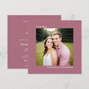 Invitación Moderna Minimalista Rosa Polvo Cuadrado Foto Boda