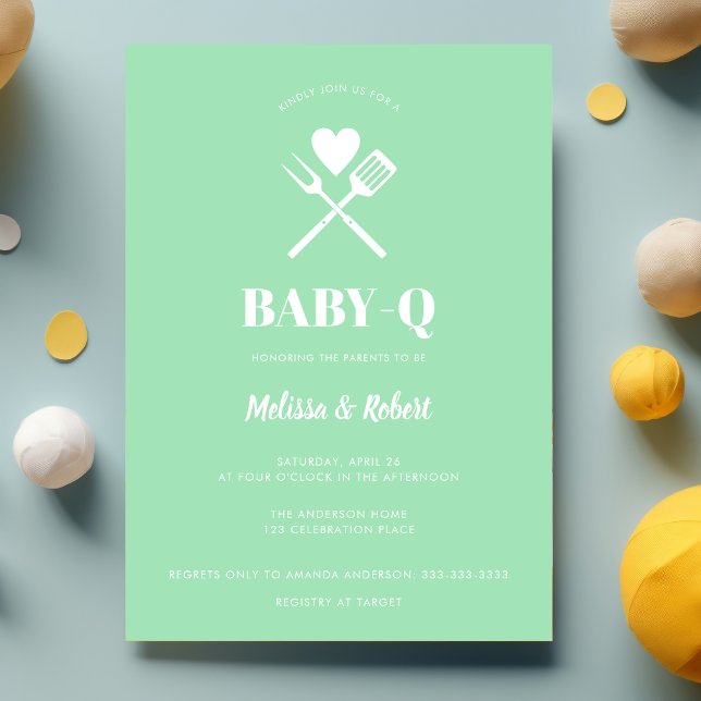 Invitación Moderna Mint Simple Green BBQ Baby Shower (Subido por el creador)