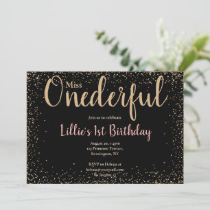 Invitación Moderna Miss Rosa y Oro Maravillosa Primera