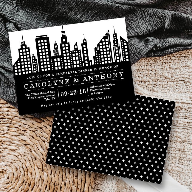 Invitación Moderna Moda Cityscape Boda ensayo Cena (Subido por el creador)