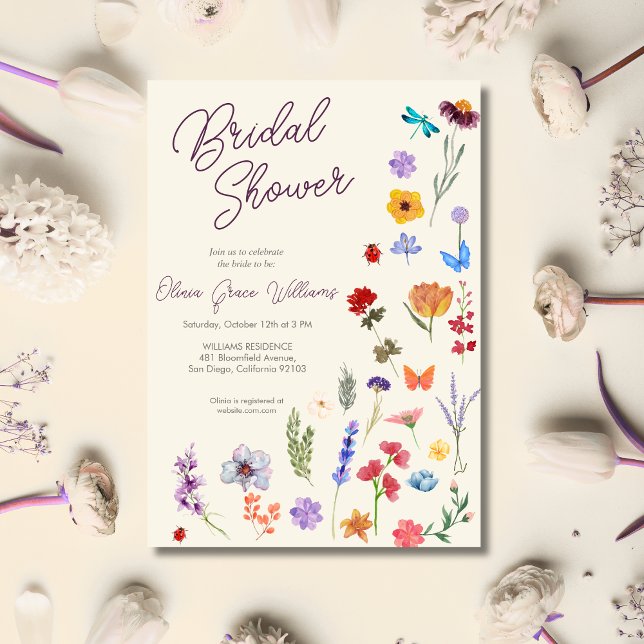 Invitación Moderna moda de flor silvestre acuarela ducha de n (Subido por el creador)