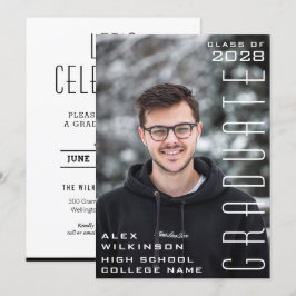 Invitación Moderna Moda de guión de tipo Foto Graduación de m