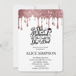 Invitación Moderna moda de oro rosa graduación de foto minima