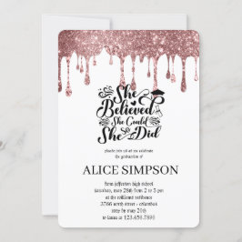 Invitación Moderna moda de oro rosa graduación de foto minima