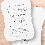Invitación Moderna Moda elegante Minimalista Boda simple<br><div class="desc">Compuesto por escritura cursiva y tipografía serif. Todo contra un fondo de blanco puro. Estos elementos son modernos,  sencillos y de moda. Este es el diseño exclusivo de la revista White Paper Birch Co. para Zazzle. Disponible aquí: http://www.zazzle.com/store/whitepaperbirch</div>