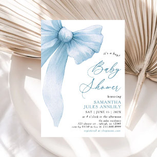 Invitación Moderna moda es un Baby Shower de Boy Blue Bow