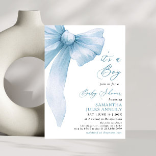 Invitación Moderna moda es un Baby Shower de Boy Blue Bow