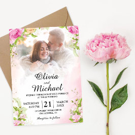 Invitación Moderna Moda floral elegante Boda de fotografía