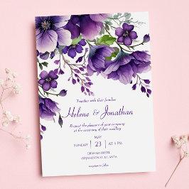 Invitación Moderna Moda floral elegante Boda Purple Boho