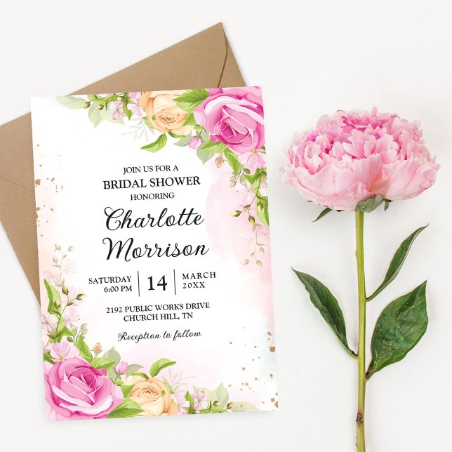 Invitación Moderna Moda floral elegante ducha de novia floral (Subido por el creador)
