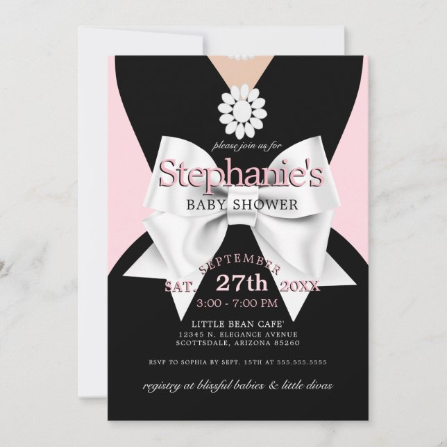 Invitación Moderna moda Glam Pink Tiffany Baby Shower (Anverso)