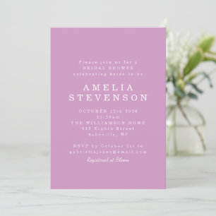Invitación Moderna Moda Minimalista Cute Bridal Shower Purple