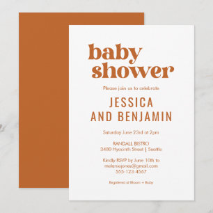 Invitación Moderna Moda Retro Boho Terracotta Baby Shower