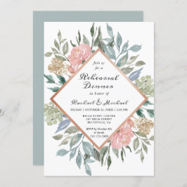 Invitación Moderna Moda Rústica Dusty Ensayo Floral Cena