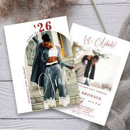 Invitación Moderna Moda Script Photo 2024 Minimal Grad Fiesta