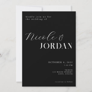 Invitación Moderna Moda simple Boda blanco y negro