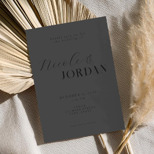 Invitación Moderna Moda simple mate Boda negro