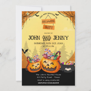 Invitación Moderna Naranja Calabaza Cae Fiesta de disfraces d