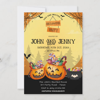 Invitación Moderna Naranja Calabaza Cae Fiesta de disfraces d