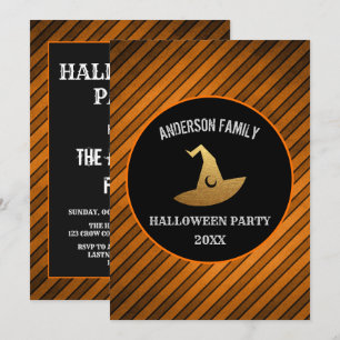 Invitación Moderna Naranja de la fiesta de Halloween y bruja 