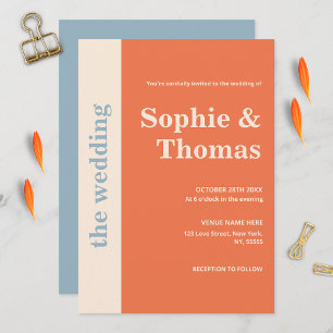 Invitación Moderna negrita Boda de tipografía audaz Apricot D