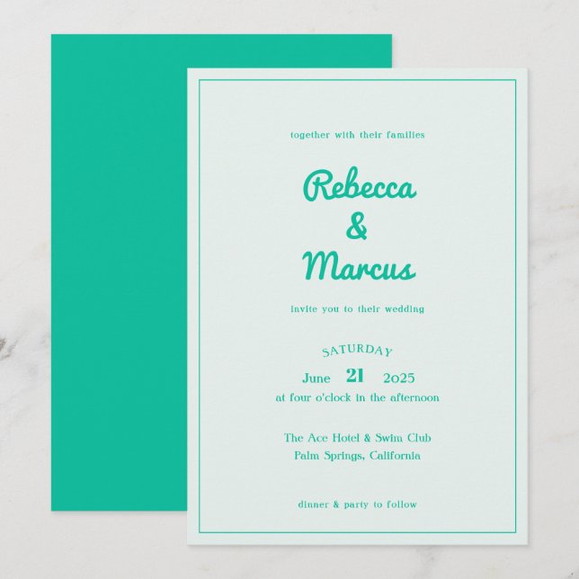 Invitación Moderna negrita Boda de vibraciones retro de tinta (Anverso / Reverso)