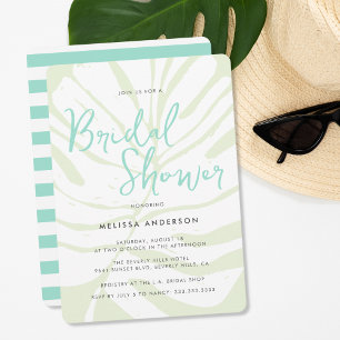 Invitación Moderna negrita Mint Green Tropical Palm Bridal Sh