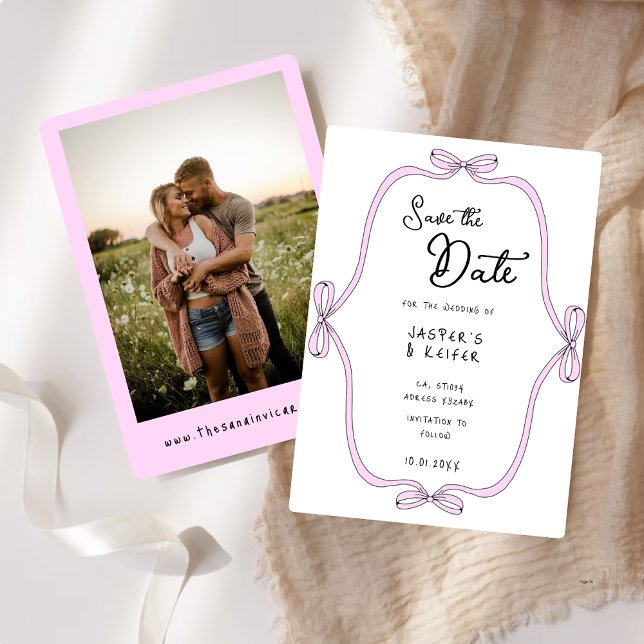 Invitación Moderna Negrita Negrita Boda De Fotografía De Bow  (Subido por el creador)