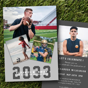 Invitación Moderna negrita Sporty Guy 4 Graduación de fotos