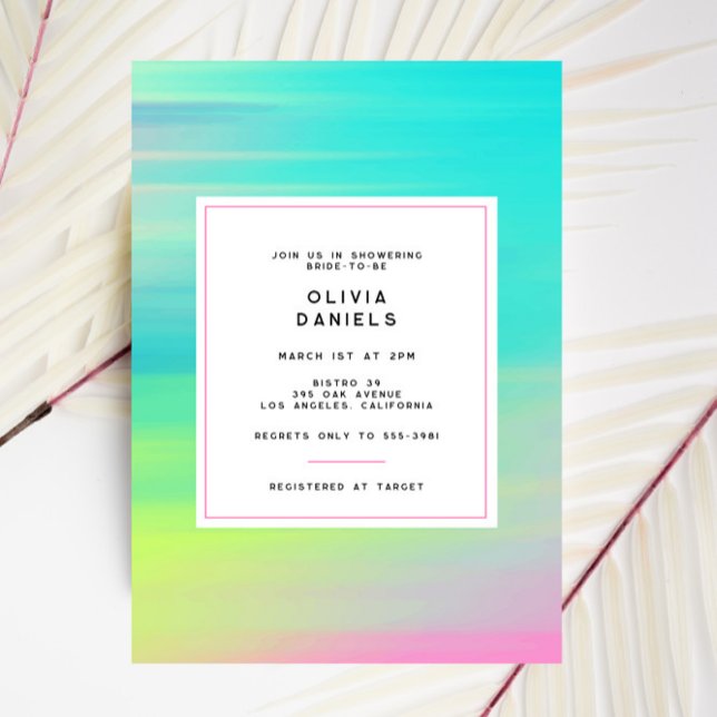 Invitación Moderna Neon Colores Bridales Ducha Bridal (Subido por el creador)