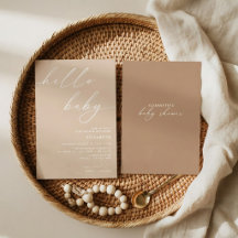 Invitación moderna neutral para baby shower Hello