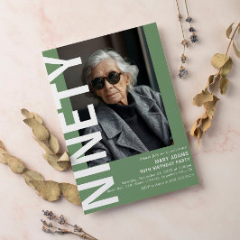 Invitación Moderna NOVENTA Foto 90ª fiesta de cumpleaños