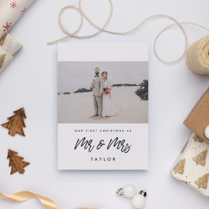 Invitación Moderna nuestra primera Navidad como Mr. & Mrs Pho