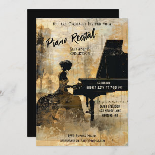Invitación Moderna obra maestra Piano Recital
