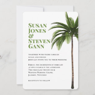 Invitación Moderna Palm Beach negrita Tipografía Boda simple