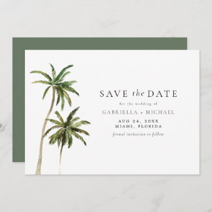 Invitación Moderna Palm Mínima de Playa Tropical Salvar la Fe