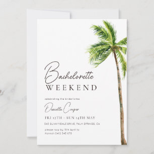 Invitación Moderna Palm Tropical Bachelorette Weekend