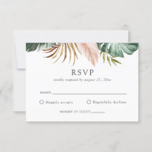 Moderna Palm Tropical Gold Greenery Floral RSVP