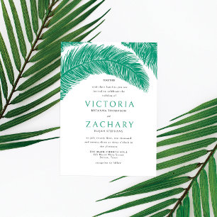 Invitación Moderna Palm verde esmeralda de verano deja Boda